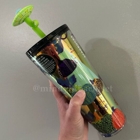 Starbucks 2024 Halloween UFO Glow in the Dark Tumbler with UFO straw topper - Picture 1 of 10